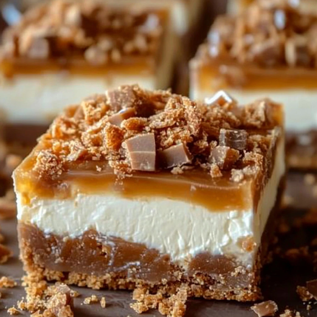 Butterfinger Caramel Cheesecake Bars