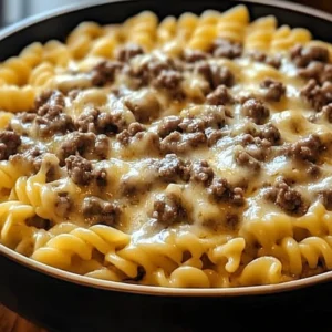 Cheesy Ground Beef Stroganoff Pasta Casserole
