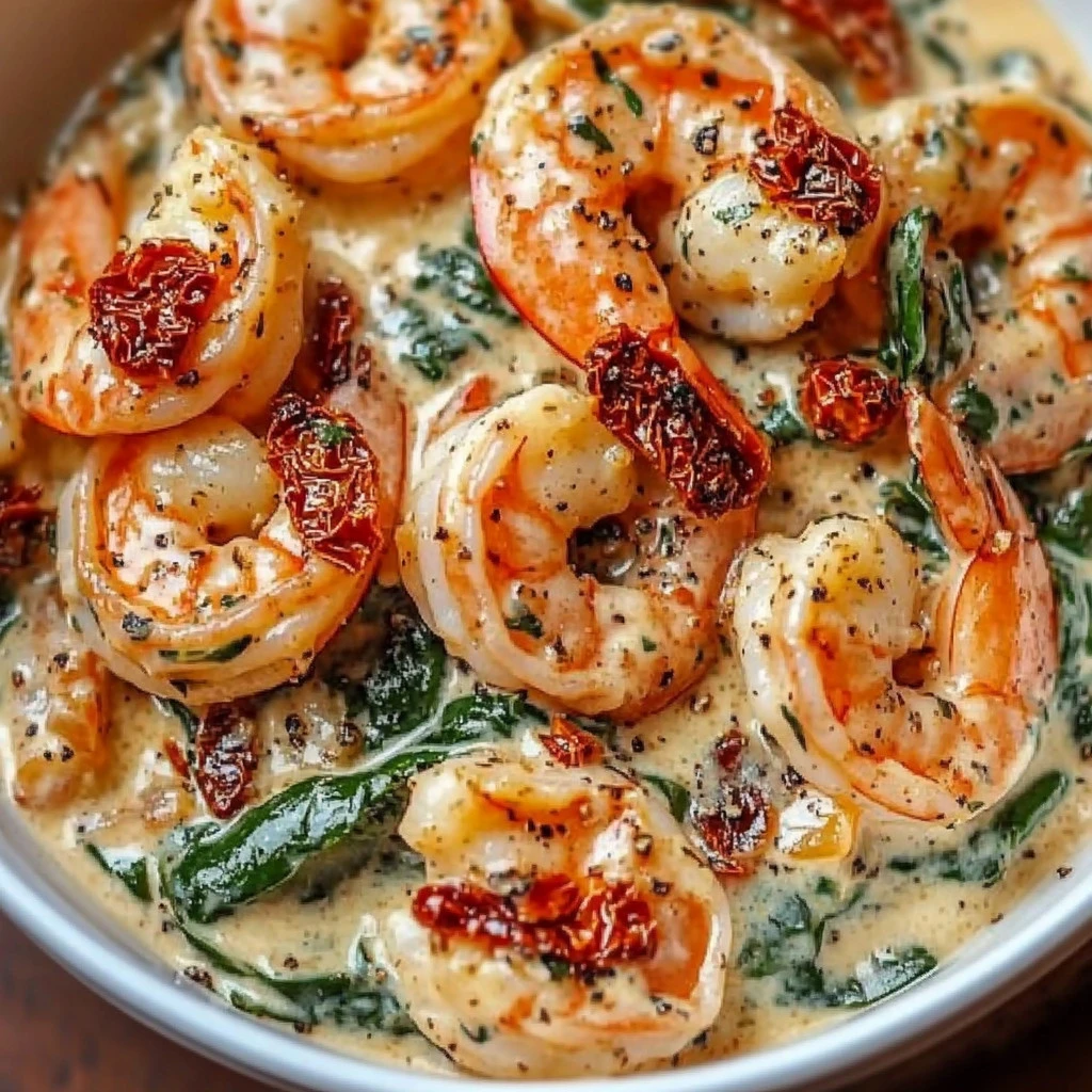 creamy sun dried tomato shrimp with spinach pasta Creamy Sun-Dried Tomato Shrimp with Spinach Pasta