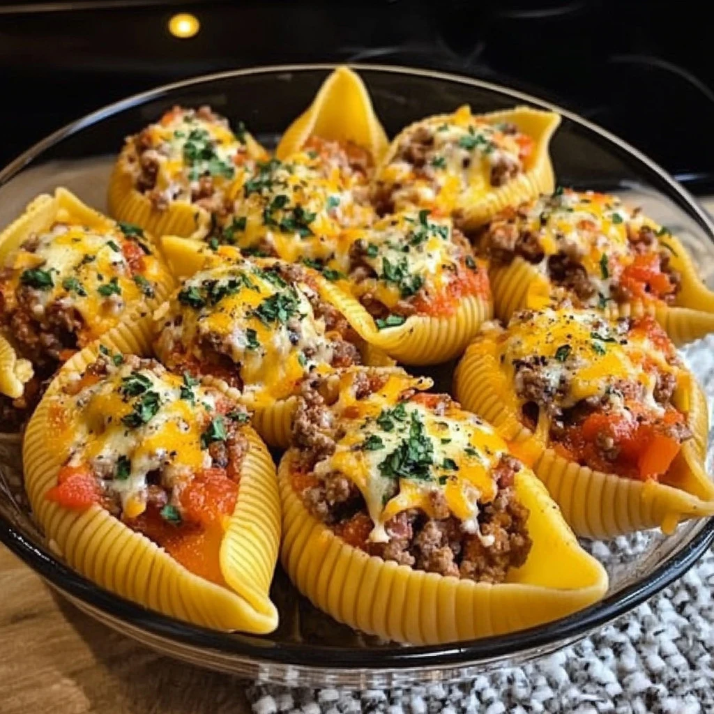 Loaded Cheeseburger Stuffed Pasta Shells