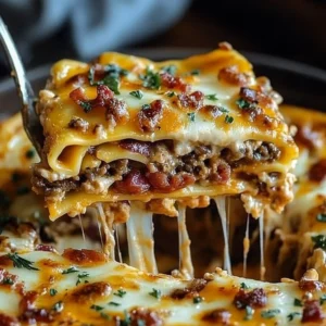 Parmesan Garlic Bacon Cheeseburger Lasagna