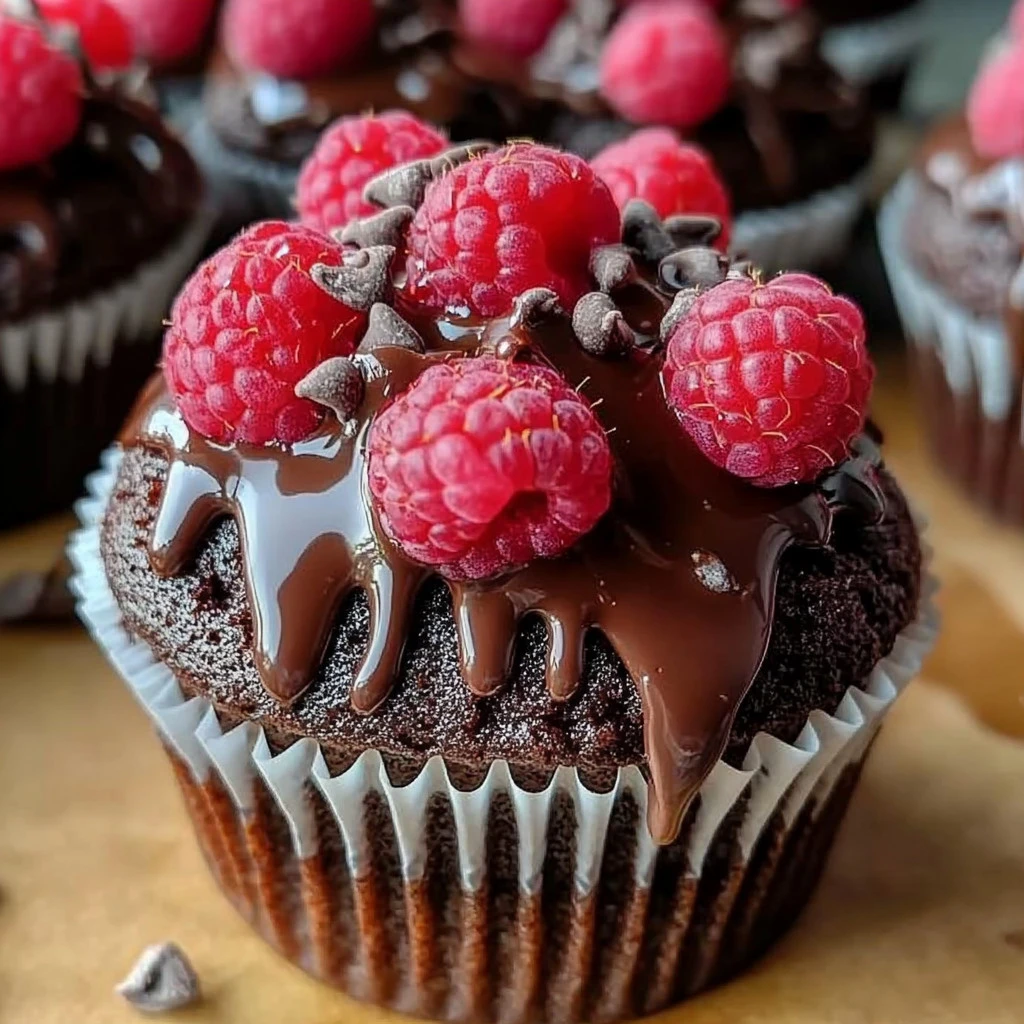 Raspberry Chocolate Lava Cupcakes