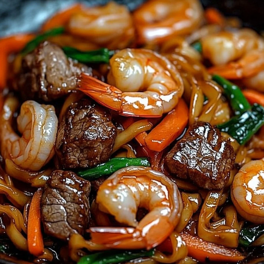 Steak & Shrimp Stir-Fried Noodles