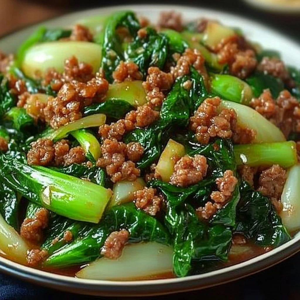 Stir-fried Bok Choy with Ground Meat