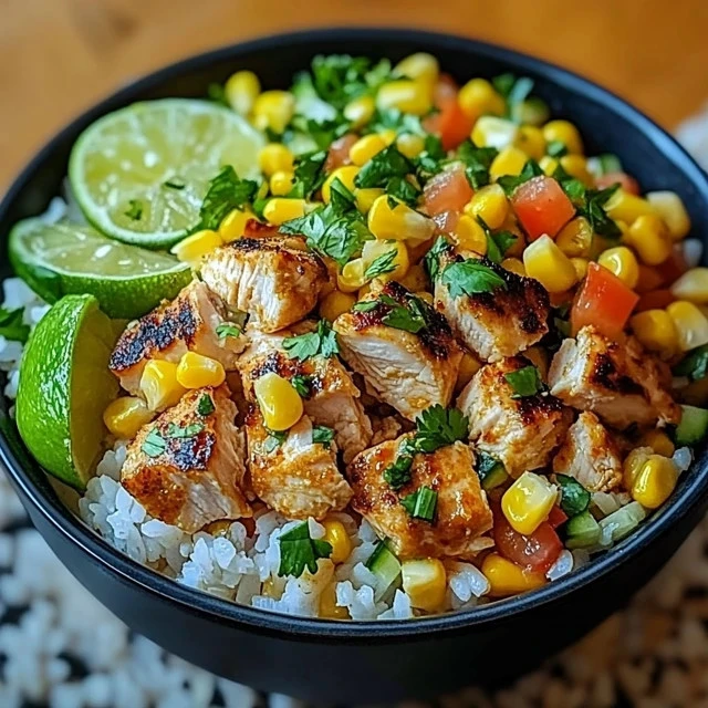 Healthy and Delicious Street Corn Chicken Rice Bowl